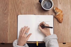 A woman creating a written life plan