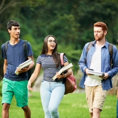 College students walking together