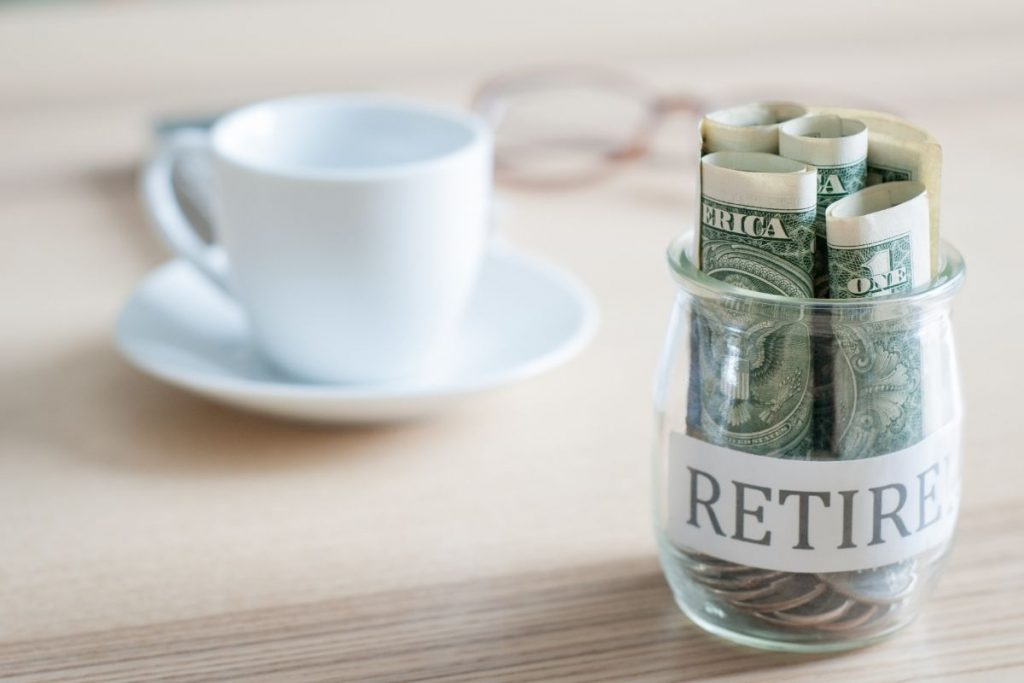 Jar with cash for those behind on retirement savings
