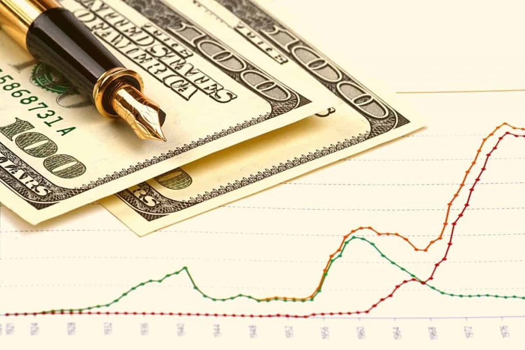 Liquid net worth graph and pen